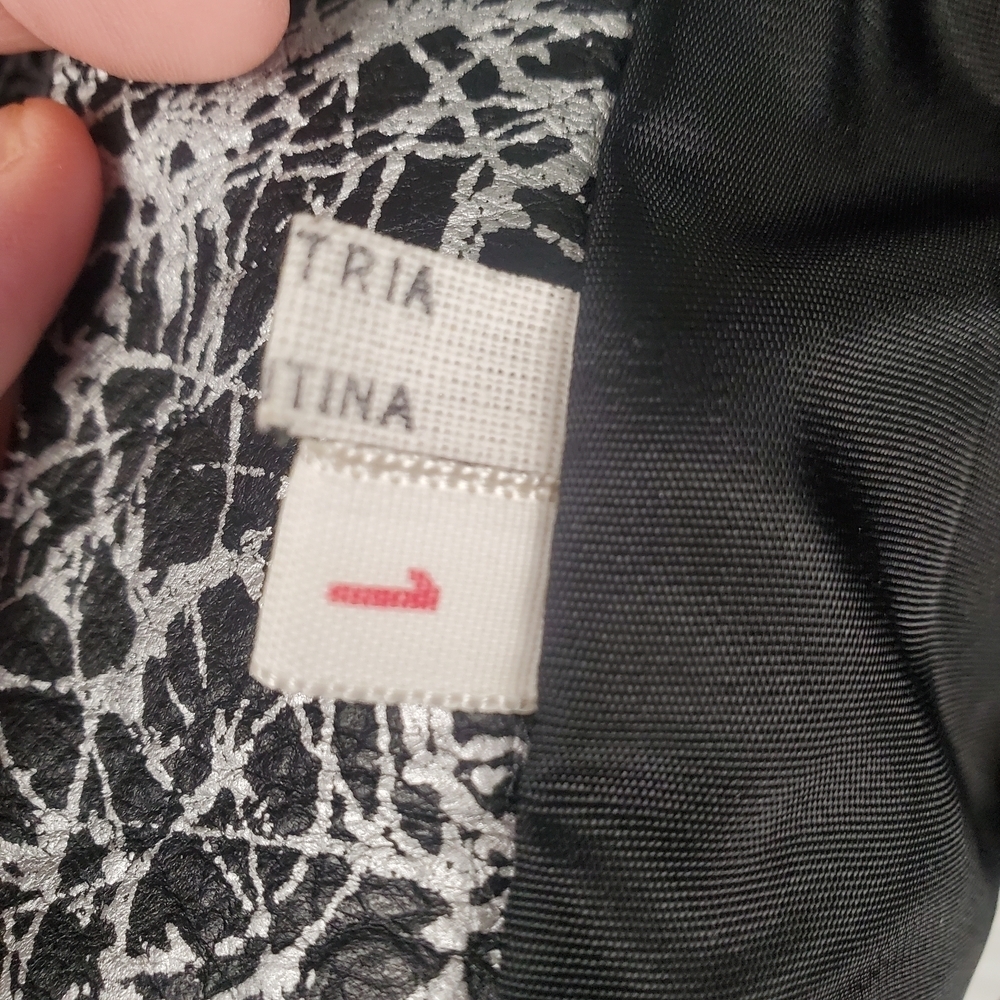 Made In Argentina Black and Silver Spatter Paint Moto Jacket. Women's M/L - Picture 5 of 11